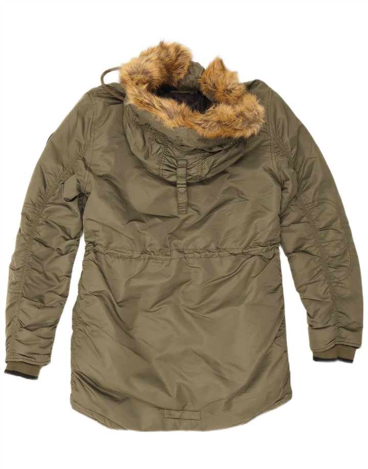Женская парка Superdry с капюшоном UK 12, средний хаки, нейлон