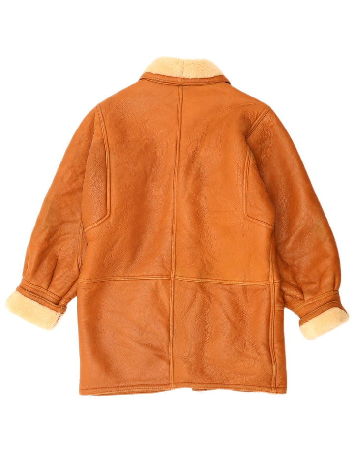 Винтажная женская дубленка EU 42, большая коричневая