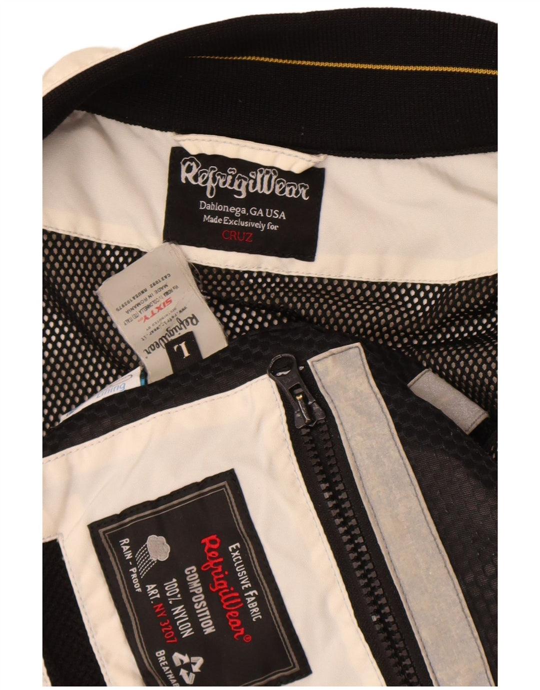 Мужская куртка-дождевик Refrigiwear UK 40, большая, из белого нейлона с цветными блоками