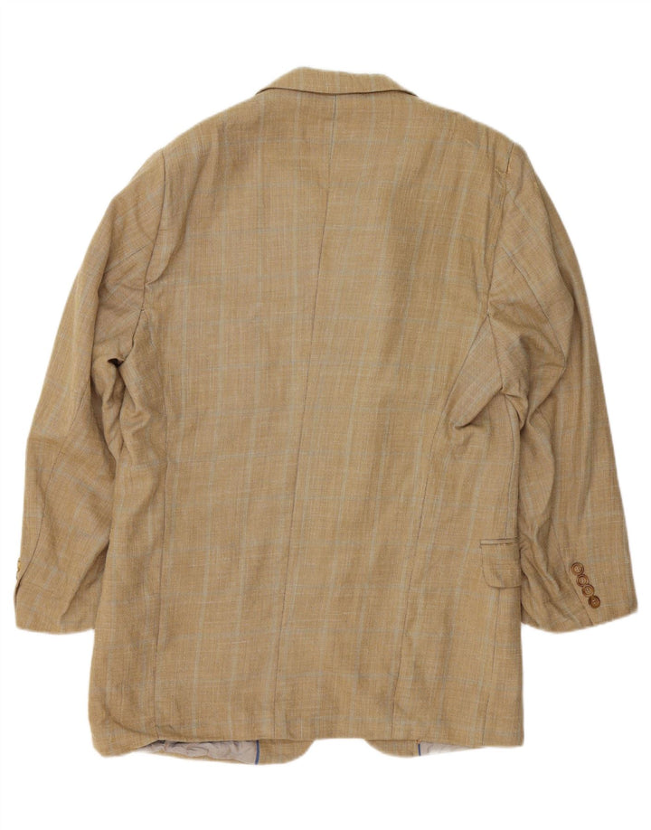 DOUGLAS Mens 3 Button Blazer Jacket IT 46 Small Beige Check Wool