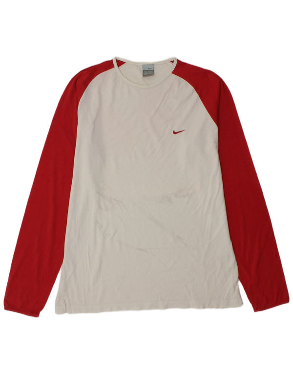 Мужской топ с длинным рукавом Nike UK 45/47 XL, белый хлопок с цветными блоками