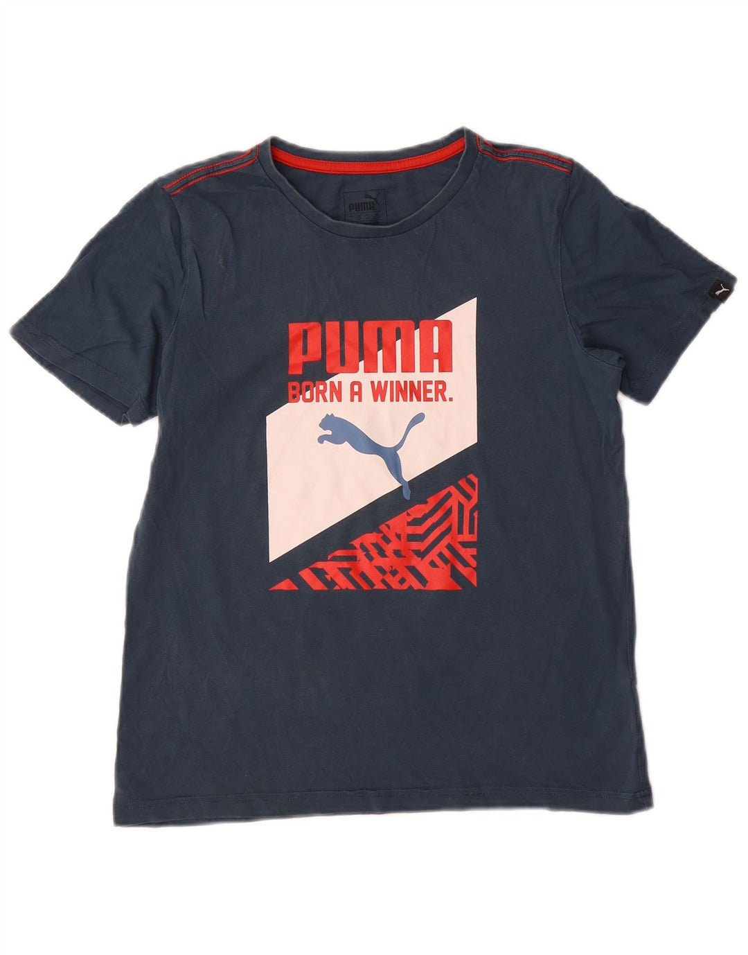 Футболка с рисунком PUMA для мальчиков, топ 11–12 лет, темно-синяя