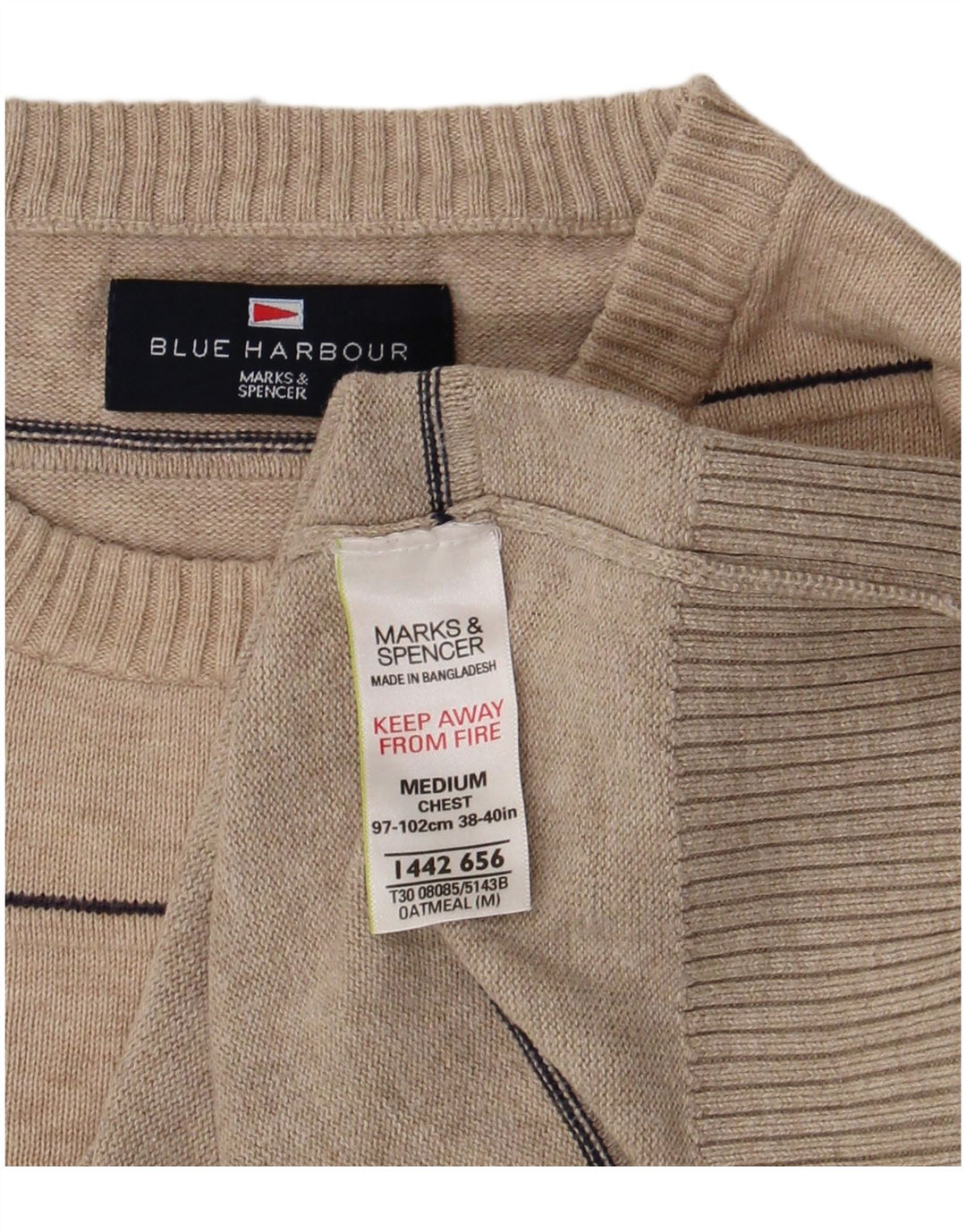 Мужской свитер с круглым вырезом Marks & Spencer Blue Harbour, средний бежевый