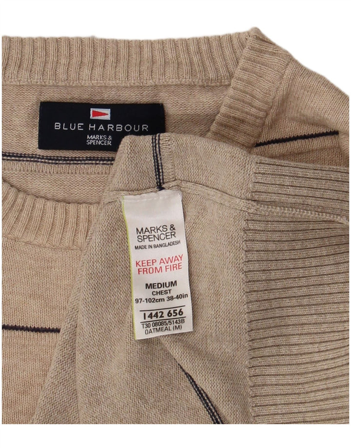 Мужской свитер с круглым вырезом Marks & Spencer Blue Harbour, средний бежевый