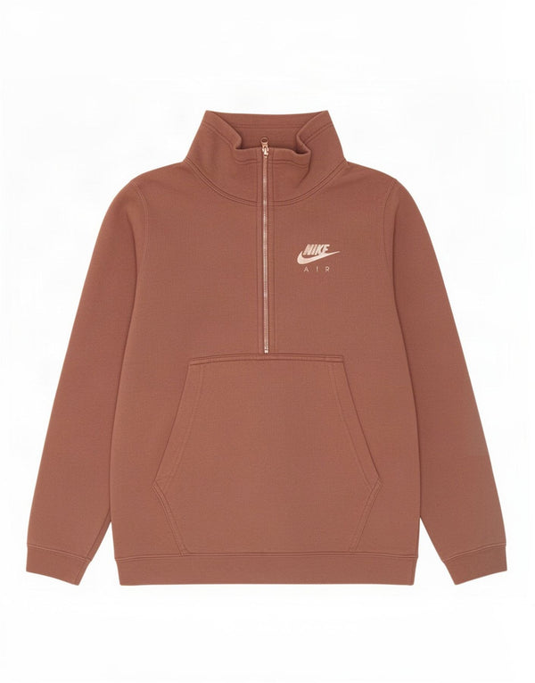 Nike Womens Oversized Zip Neck Sweatshirt Jumper UK 10 Small Brown Cotton