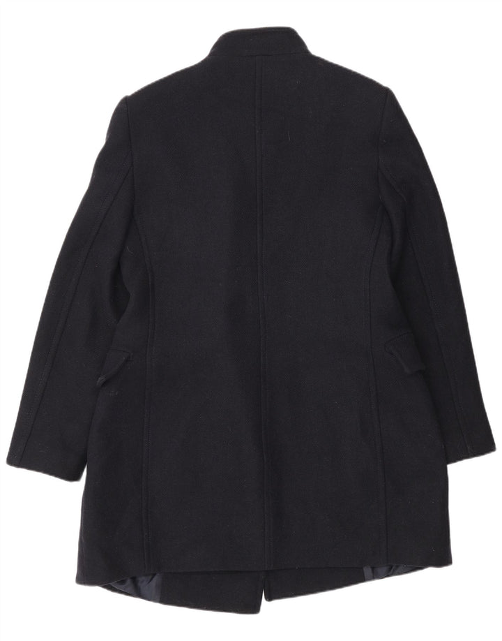 Женское двубортное пальто Zara UK 16, темно-синее, большое, шерсть
