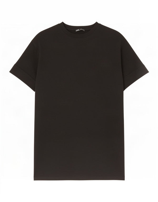 Женское платье-футболка оверсайз Zara UK 10, маленький черный хлопок