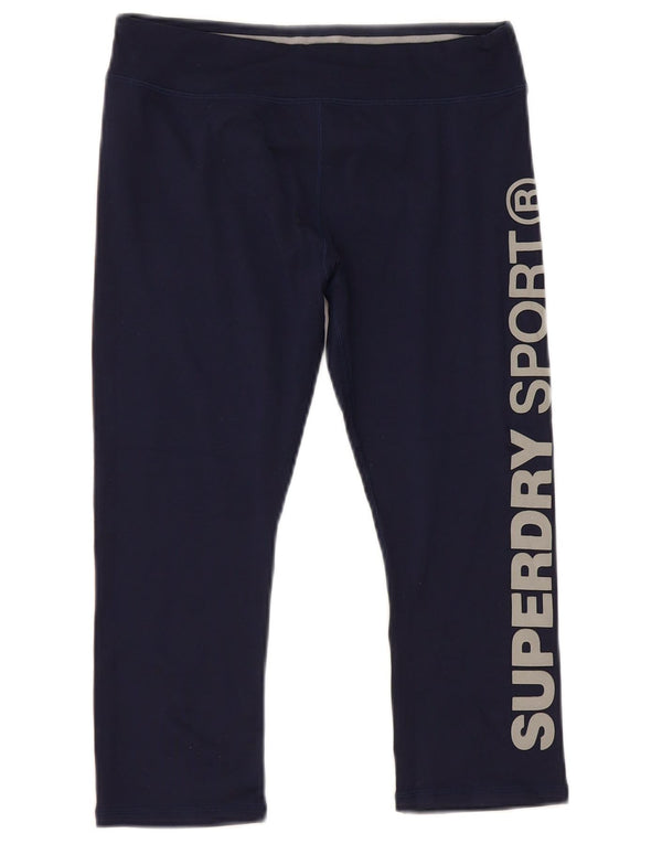 Женские леггинсы-капри с рисунком Superdry UK 6 XS, темно-синий полиэстер