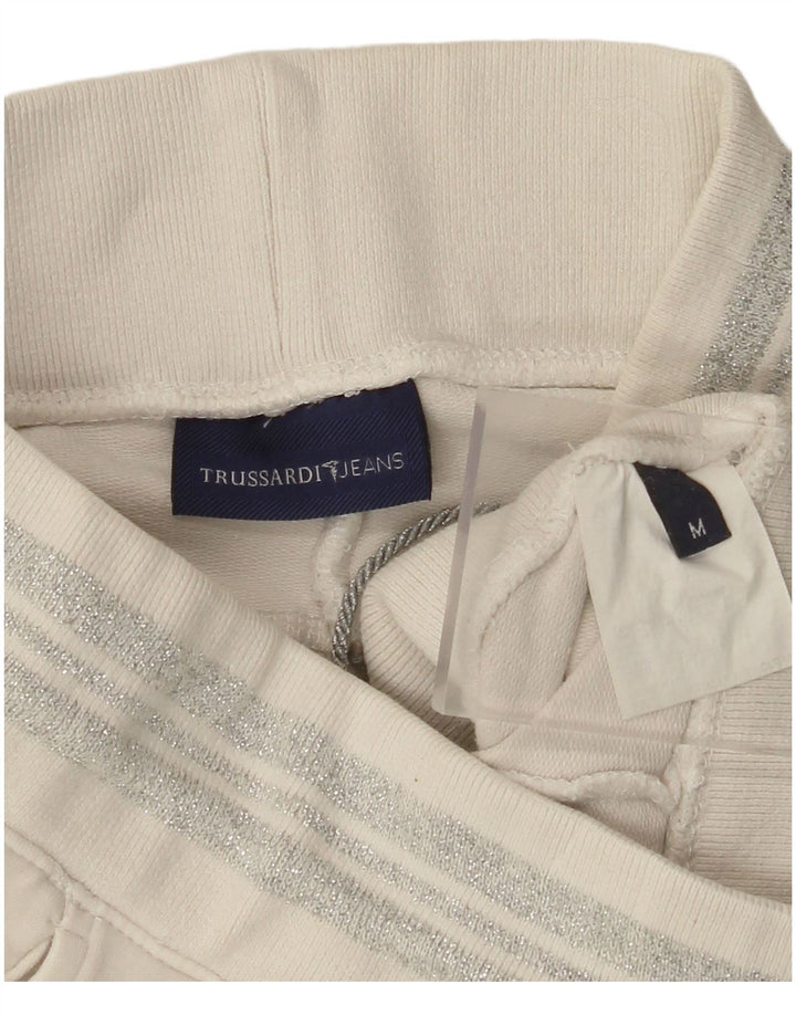 TRUSSARDI Женские спортивные брюки UK 14, средний цвет, белый хлопок, хлопок