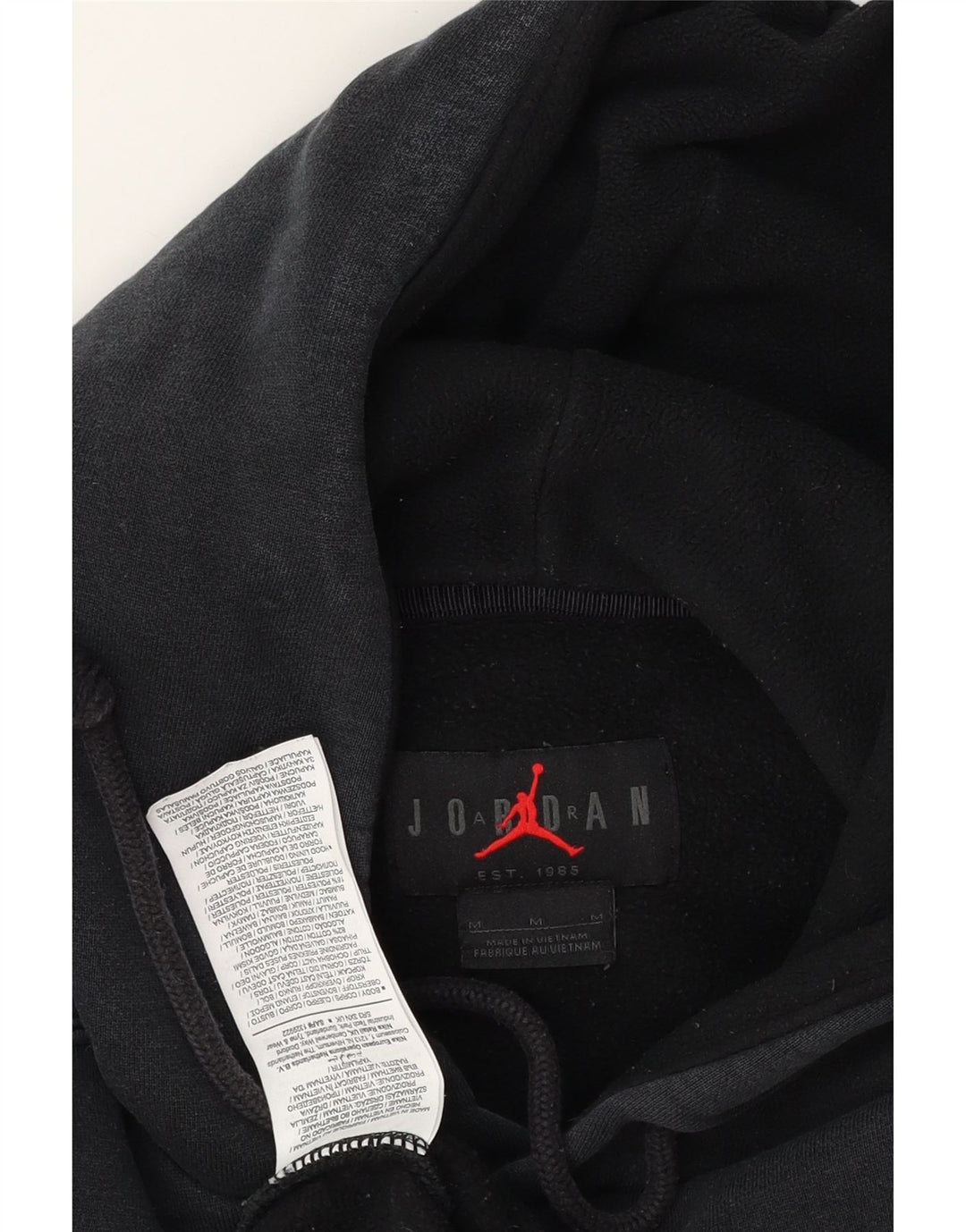 JORDAN Mens Graphic Hoodie Jumper Medium Black Polyester Vintage Jordan and Second-Hand Jordan from Messina Hembry 