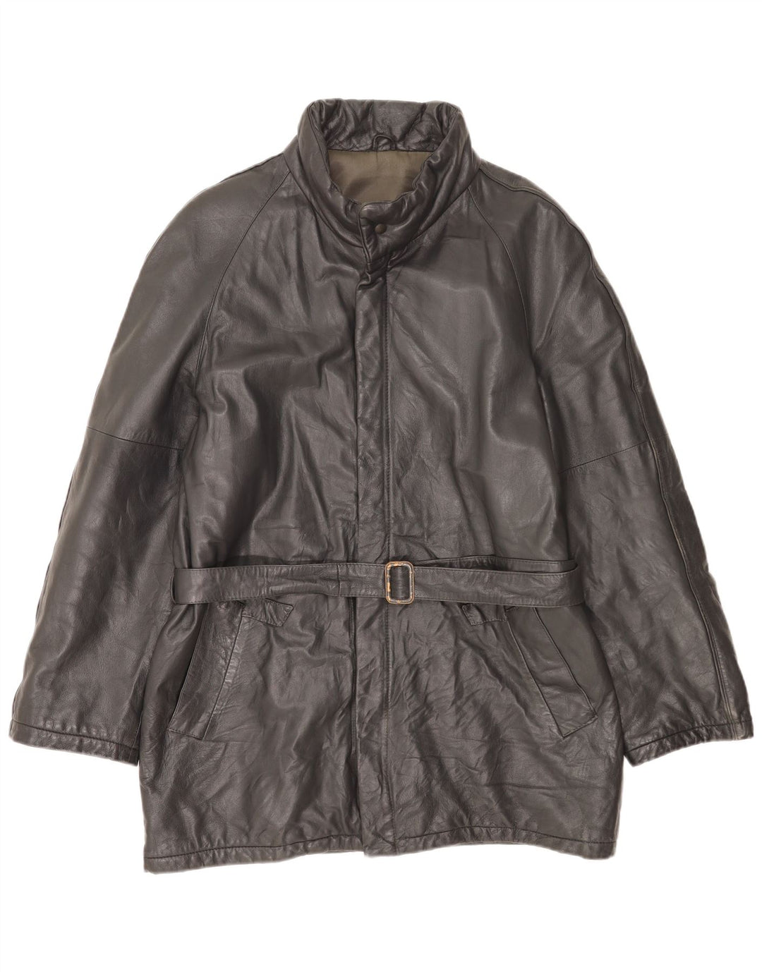 Мужская кожаная куртка VINTAGE IT 54 2XL черная кожа