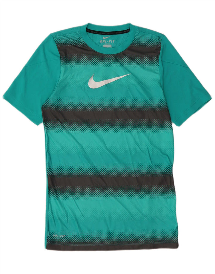 Мужская футболка Nike Dri Fit с графическим принтом, маленький синий цвет, полиэстер с цветными блоками
