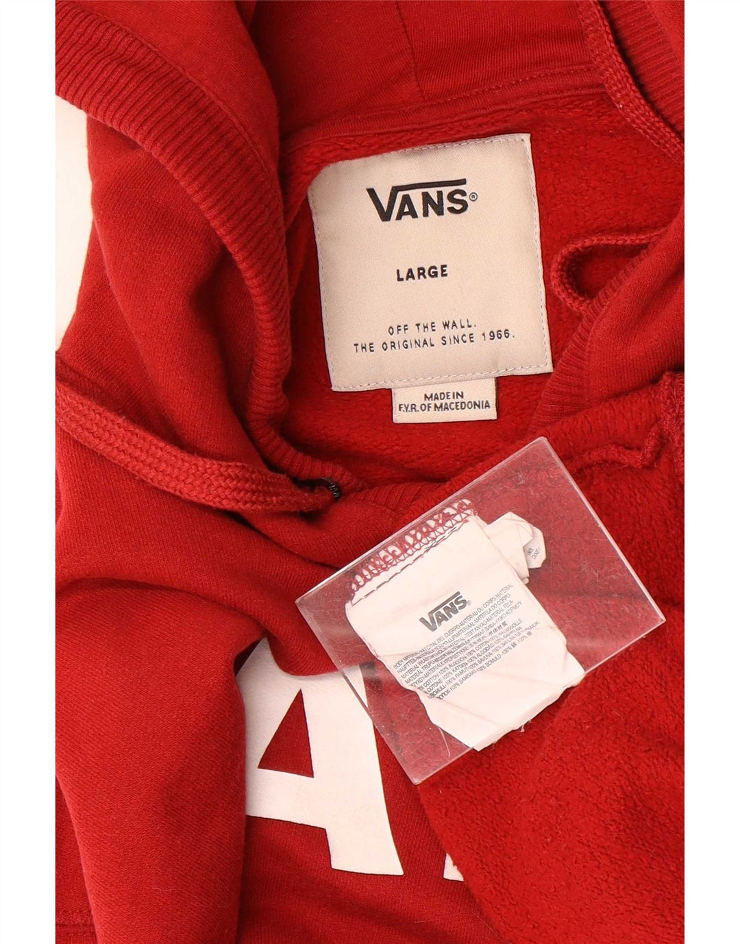 Мужской джемпер с капюшоном Vans, большой красный, хлопковый