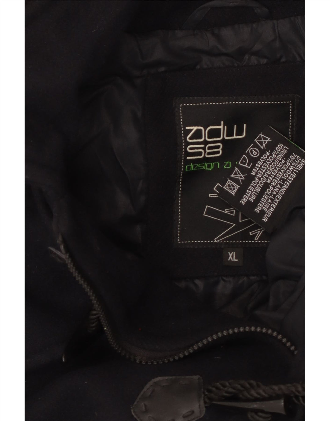 ВИНТАЖНЫЙ женский дафлкот с капюшоном UK 18 XL темно-синий шерстяной