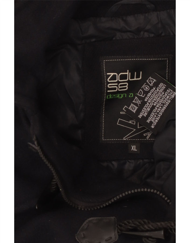 ВИНТАЖНЫЙ женский дафлкот с капюшоном UK 18 XL темно-синий шерстяной