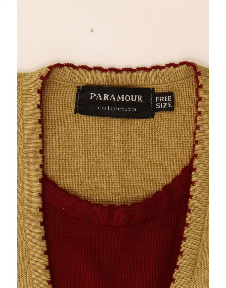 PARAMOUR Womens Cardigan Sweater One Size Beige Argyle/Diamond Vintage Paramour and Second-Hand Paramour from Messina Hembry 