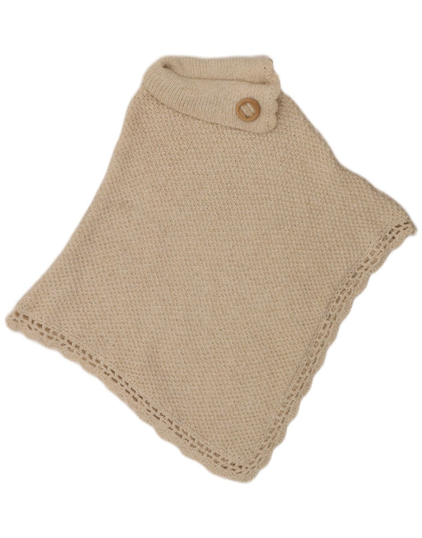 ВИНТАЖНЫЙ женский джемпер-пончо с высоким воротником, один размер, белая шерсть