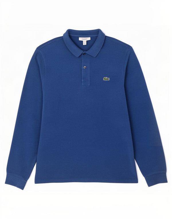 Мужская рубашка поло Lacoste с длинным рукавом классического кроя, размер 5, большая синяя хлопковая рубашка