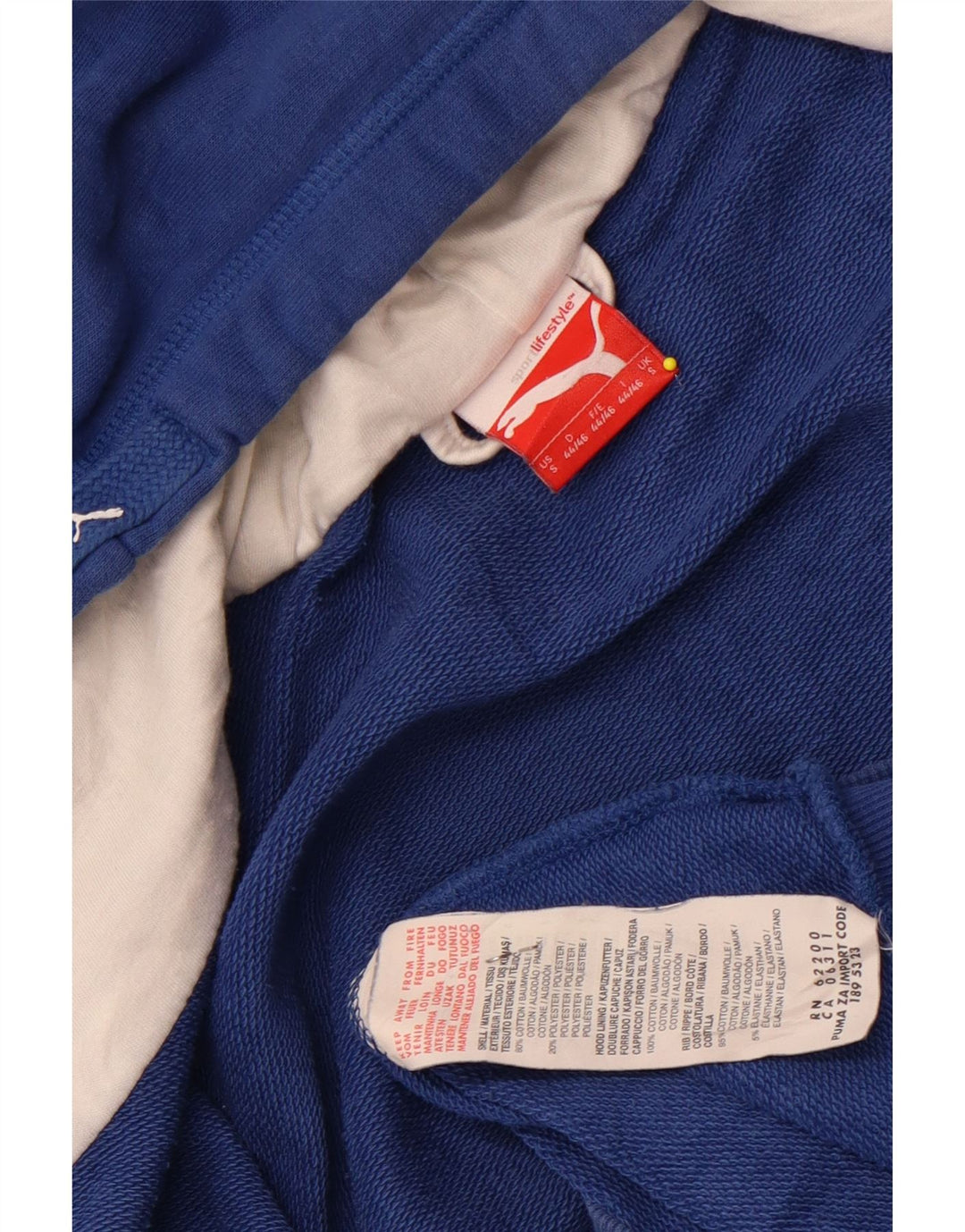 Мужской свитер с капюшоном на молнии с графическим рисунком Puma, маленький синий, хлопковый