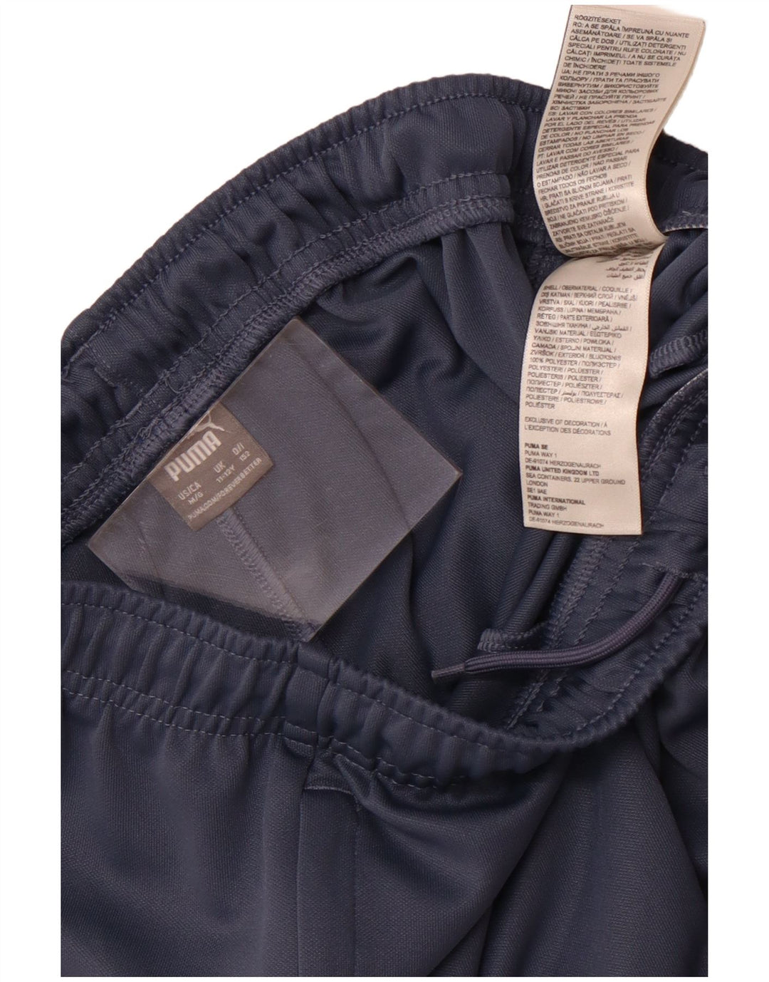 Спортивные брюки Puma для мальчиков 11–12 лет, темно-синие, полиэстер с цветными блоками