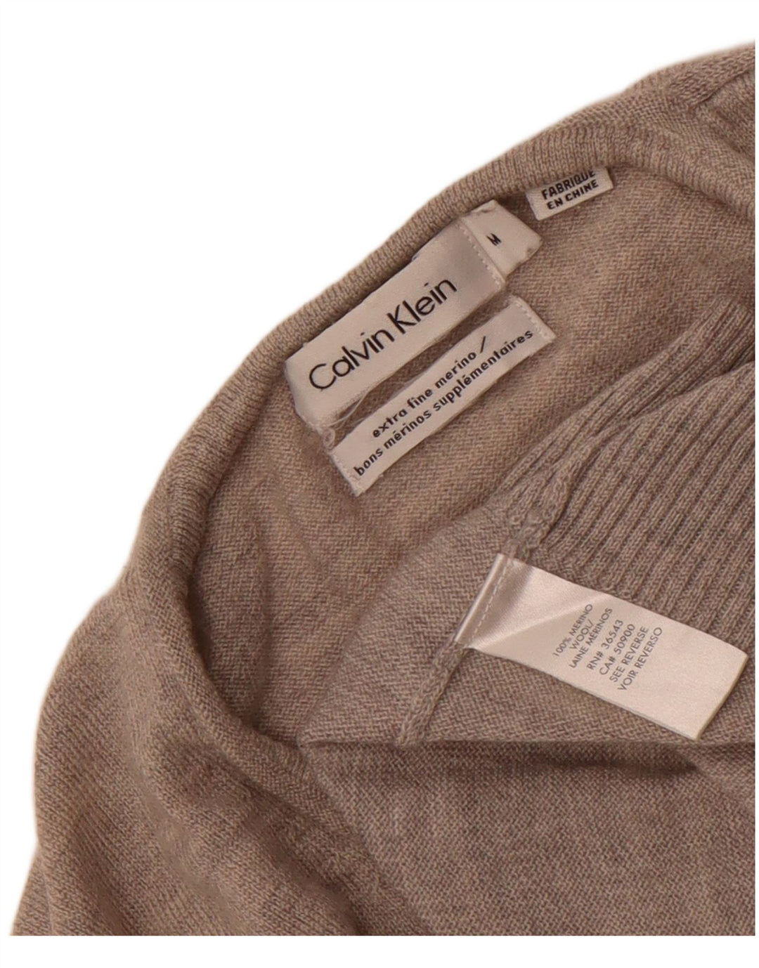 Мужской джемпер с v-образным вырезом Calvin Klein, средний серый из мериносовой шерсти