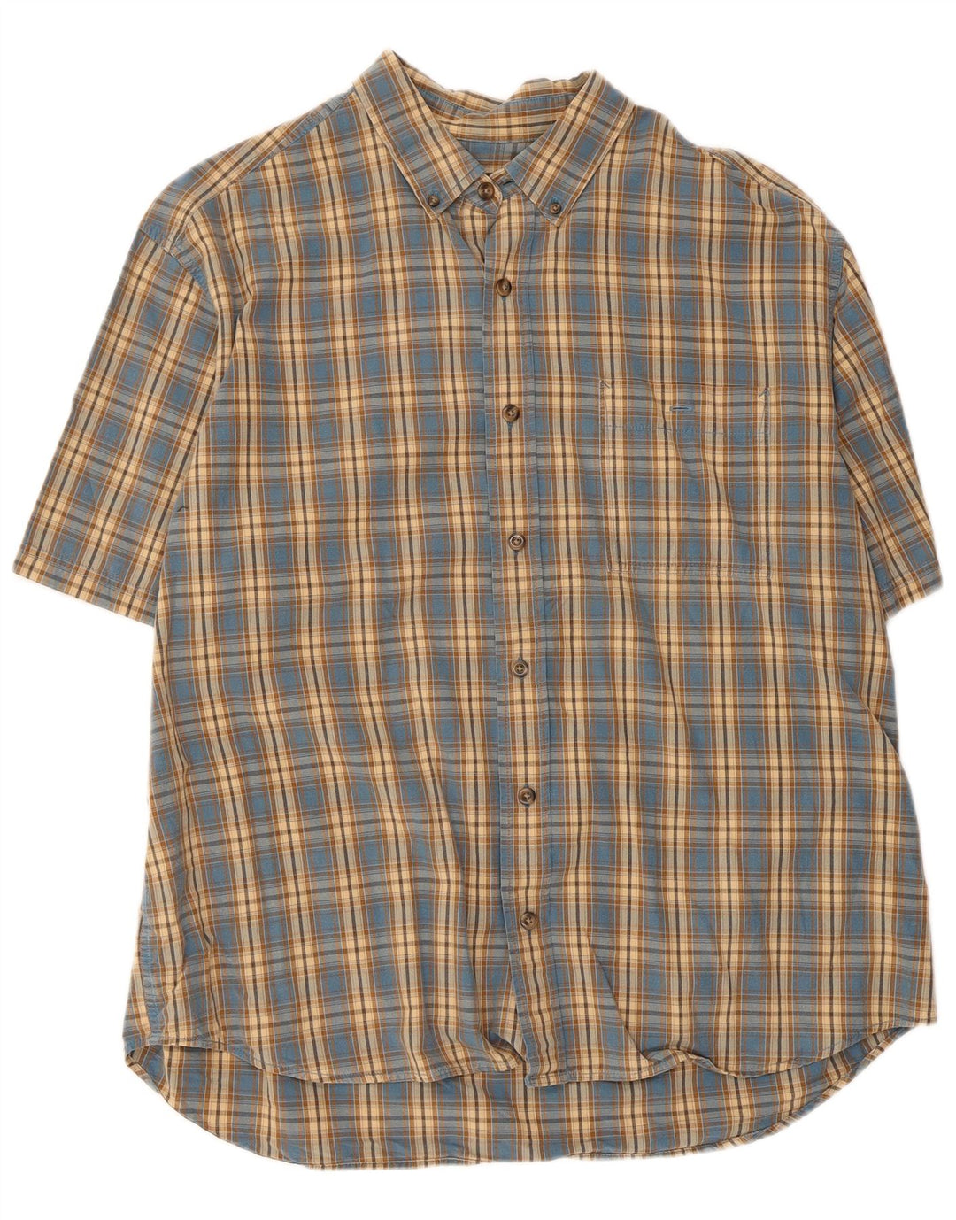 EDDIE BAUER Мужская рубашка с коротким рукавом XL, синяя клетка, хлопок
