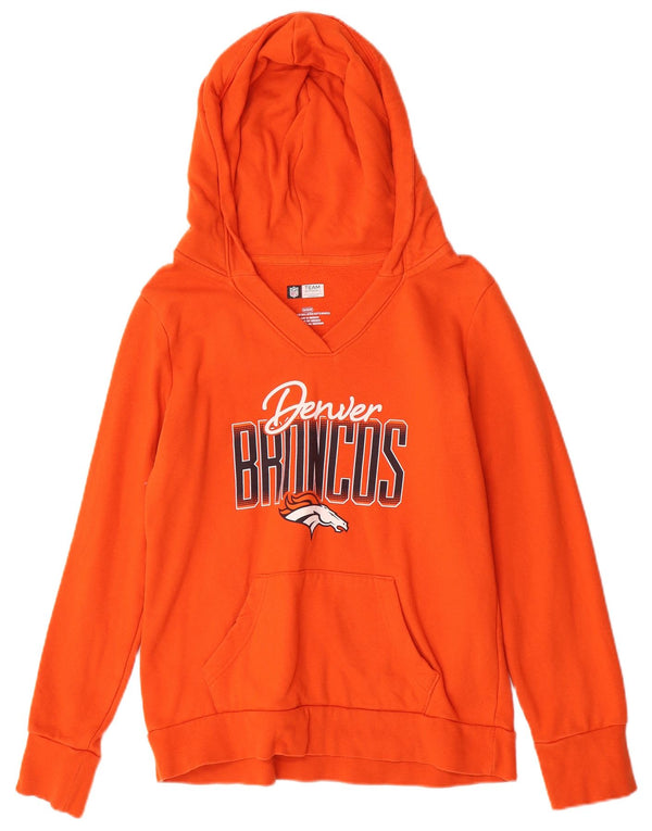 Женский джемпер с капюшоном с рисунком NFL Denver Broncos UK 14, хлопковый средний оранжевый цвет