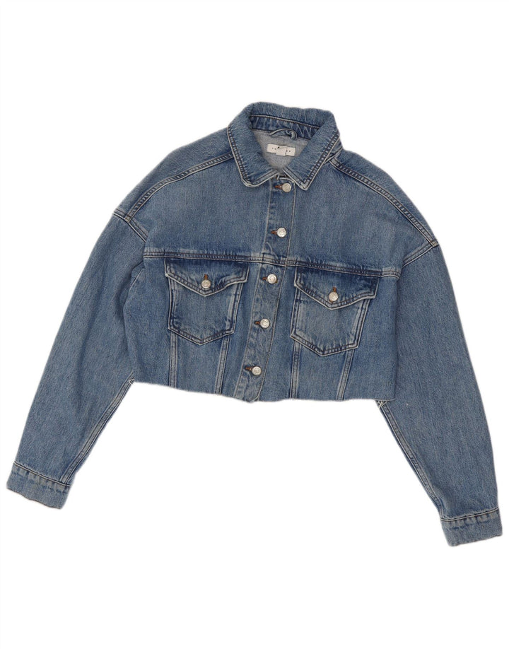 Женская укороченная джинсовая куртка оверсайз Topshop UK 10, маленькая синяя, хлопок