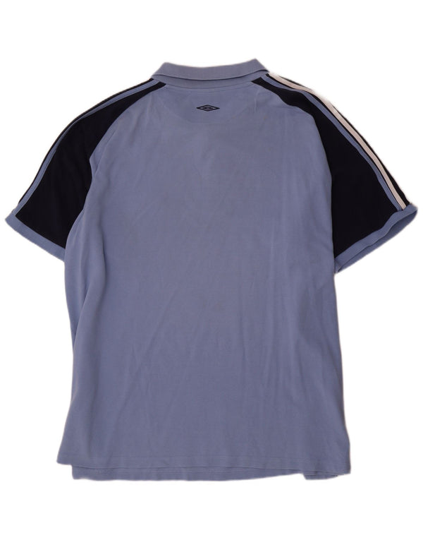 Мужская рубашка-поло Umbro 4XL, синяя, хлопок с цветными блоками