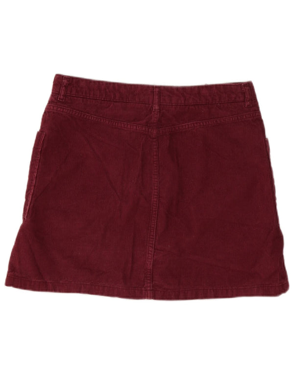 Topshop Женская мини-вельветовая юбка Moto UK 12 Medium W32 Бордовый хлопок