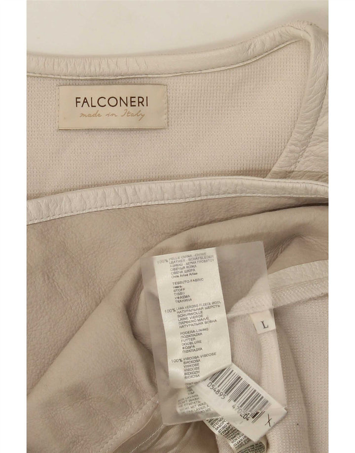 Женская кожаная куртка Falconeri UK 14, большая, бежевая