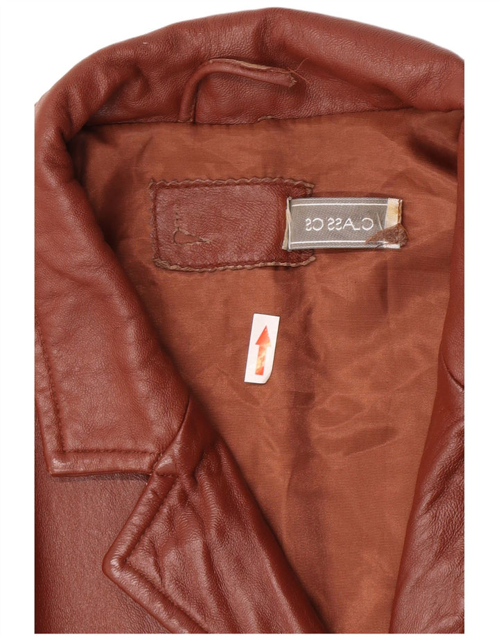 Классический женский кожаный пиджак с 3 пуговицами, Великобритания, 26, 5XL, коричневый кожаный