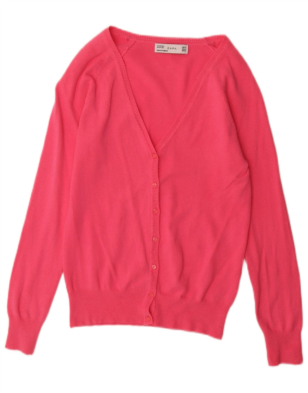 Женский кардиган Zara UK 12, хлопок среднего розового цвета