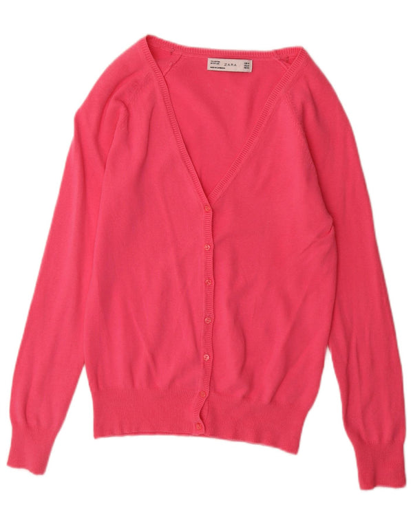Женский кардиган Zara UK 12, хлопок среднего розового цвета