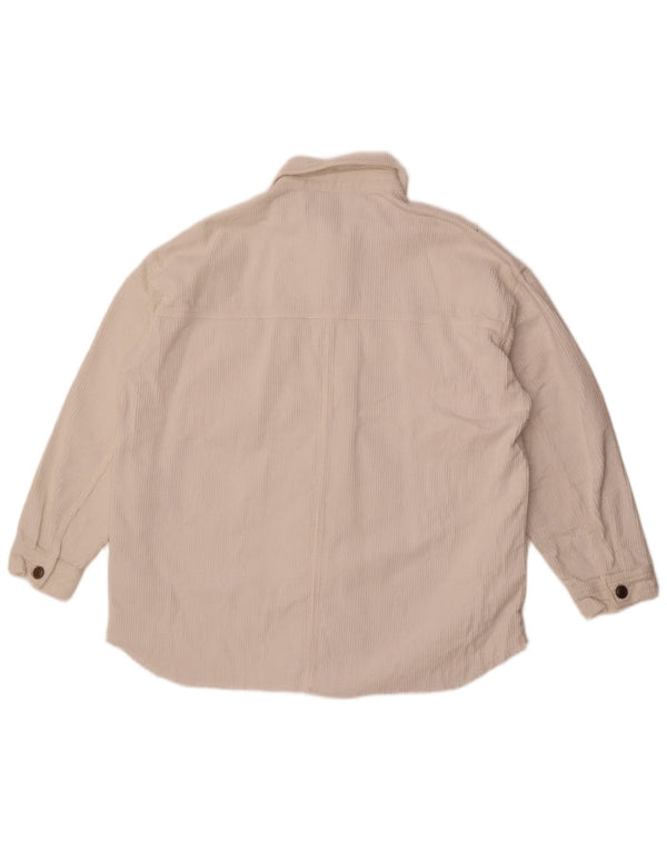 Женская вельветовая куртка оверсайз Zara UK 10, маленький размер, белый хлопок