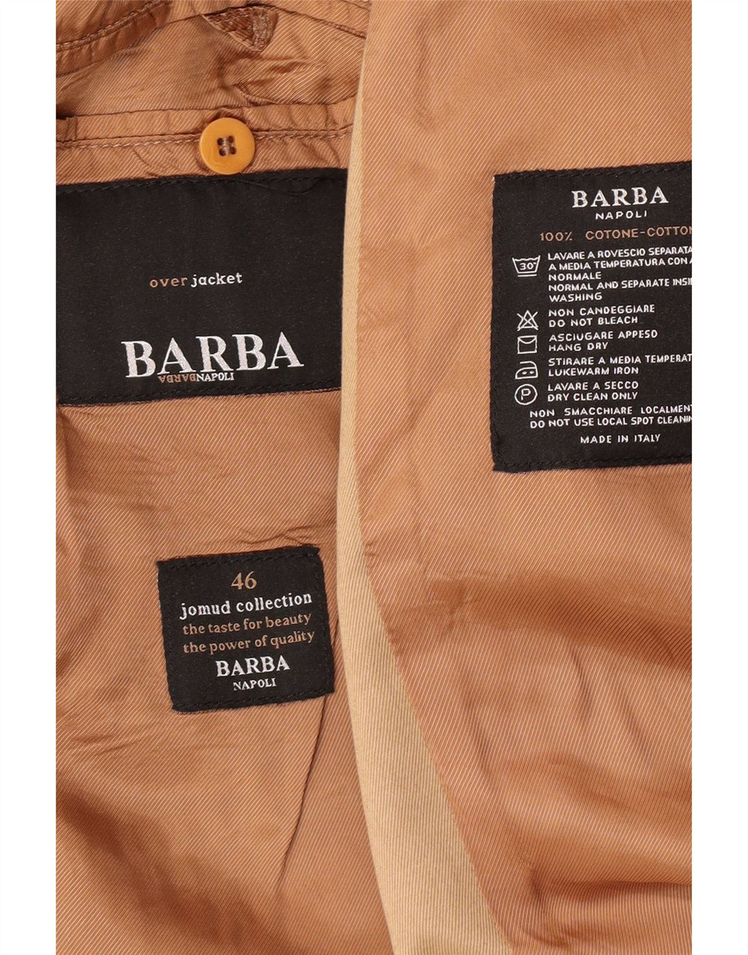 Мужское пальто Barba IT 46 маленькое бежевое, хлопок