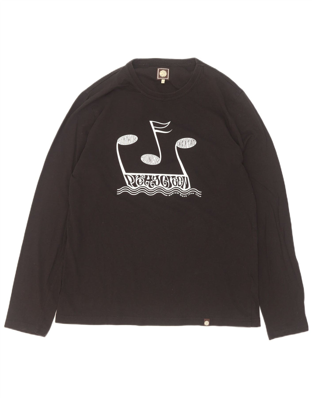 Мужской топ с рисунком Pretty Green, большой черный хлопок с длинным рукавом