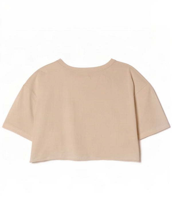 Женская укороченная футболка Zara UK 14, средний белый хлопок