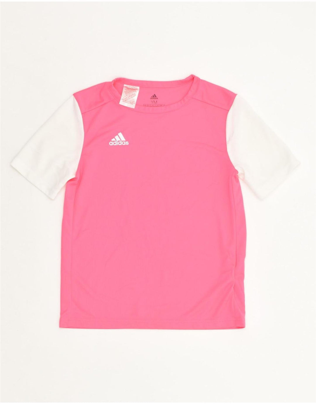ADIDAS Girls T-Shirt Top 11-12 Years Pink Colourblock Polyester | Vintage Adidas | Thrift | Second-Hand Adidas | Used Clothing | Messina Hembry 