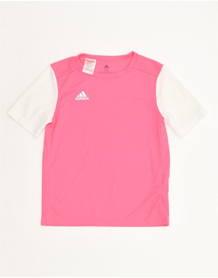 ADIDAS Girls T-Shirt Top 11-12 Years Pink Colourblock Polyester | Vintage Adidas | Thrift | Second-Hand Adidas | Used Clothing | Messina Hembry 