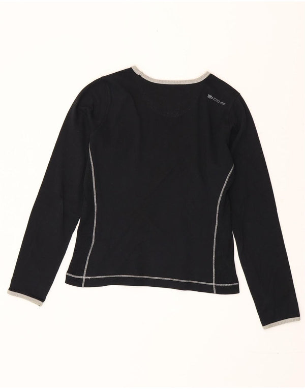 Champion Womens Heritage Classics Graphic Top Long Sleeve UK 10 Small Black