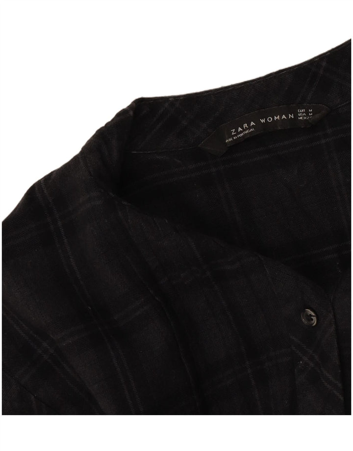 Женское платье прямого кроя с длинными рукавами Zara UK 14, средний серый цвет в клетку