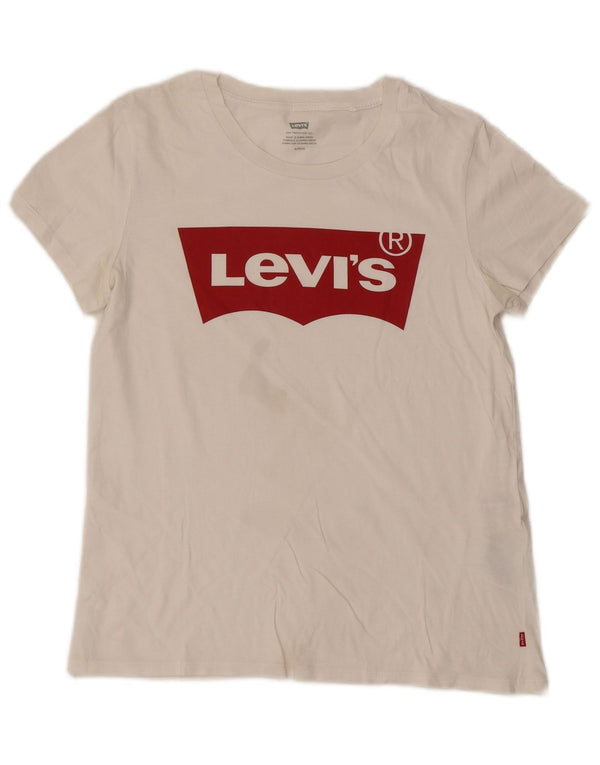Женская футболка с рисунком Levi's Top UK 10, маленькая, белый хлопок