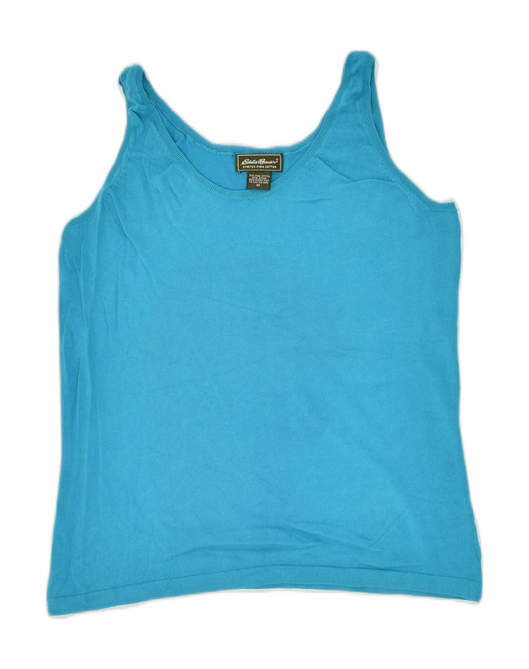 EDDIE BAUER Womens Stretch Vest Top UK 14 Medium Blue Cotton | Vintage Eddie Bauer | Thrift | Second-Hand Eddie Bauer | Used Clothing | Messina Hembry 