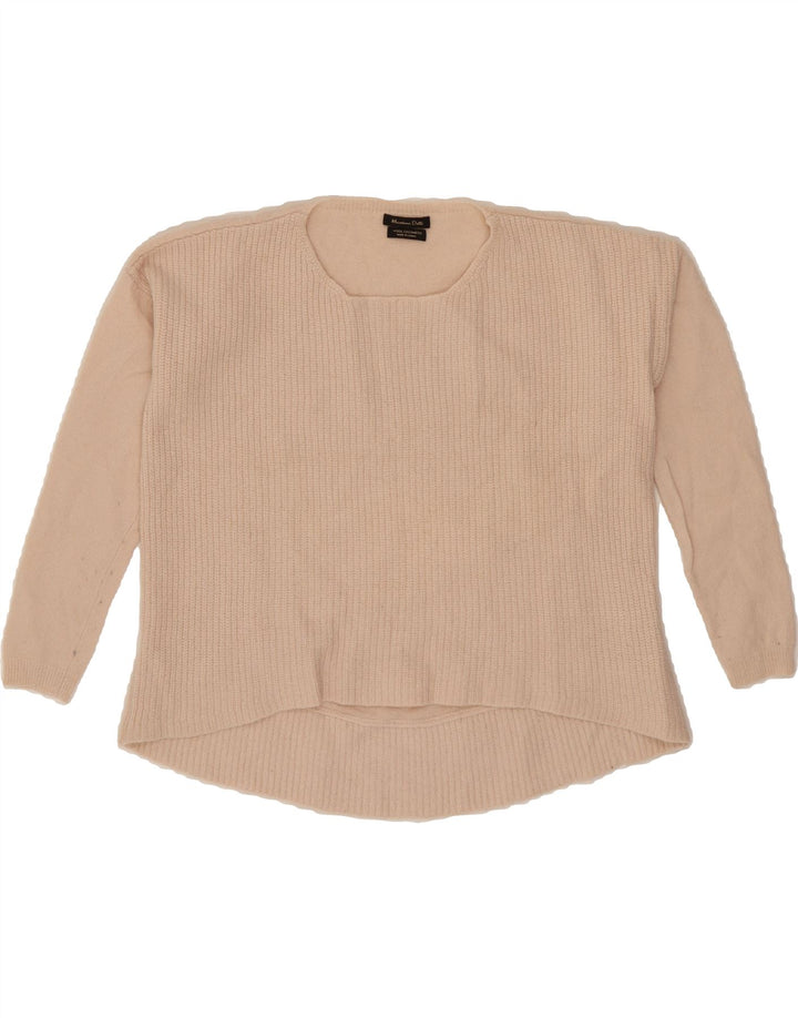 MASSIMO DUTTI Womens Crew Neck Jumper Sweater UK 14 Medium Beige Vintage Massimo Dutti and Second-Hand Massimo Dutti from Messina Hembry 
