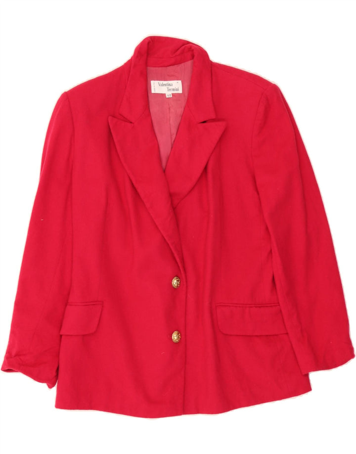 VALENTINA'S Womens 2 Button Blazer Jacket IT 42 Medium Red Virgin Wool Vintage Valentina's and Second-Hand Valentina's from Messina Hembry 