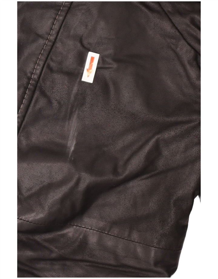 Винтажное мужское кожаное пальто IT 58 4XL Черное кожаное