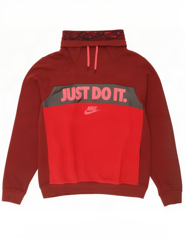 Женский свитер с рисунком Nike UK 14, хлопковый средний красный с цветными блоками