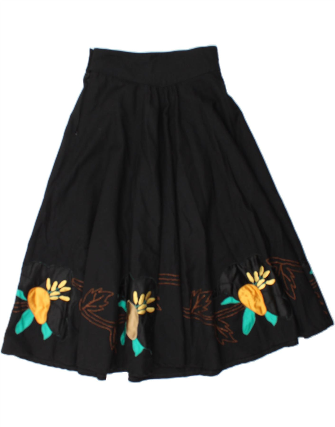 VINTAGE Womens Abstract Pattern Flared Skirt IT 46 Large W28  Black Vintage Vintage and Second-Hand Vintage from Messina Hembry 