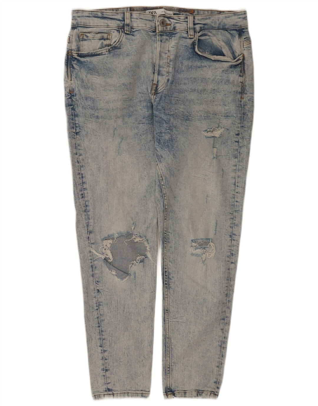 Мужские потертые узкие джинсы Zara EU 44, большие W34 L28, синие